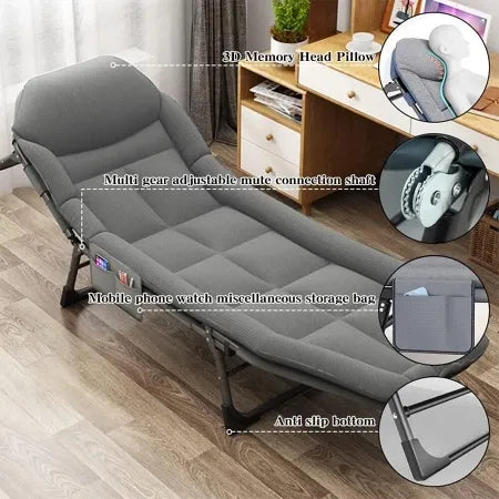 Lazy Chair 200cm Comfortable Bed Foldable Office Home Camping Outdoor Folding Recliner Flexible Adjustment