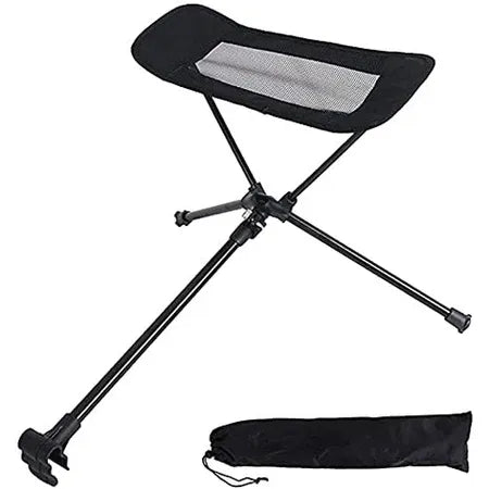 Folding Chair, Footstool, Portable Recliner, Lazy Foot Drag, Telescopic Extension, Leg Stool, Moon Chair Upgrade Kit, Picnic, Fishing, Beach, Camping Occasions (Black)