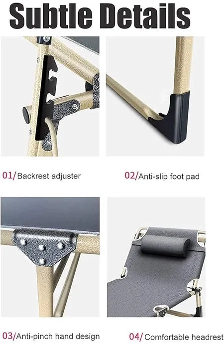 Folding Bed Camping Bed Foldable Reclining Chair Lazy Chair 2in1 Adjustable indoor outdoor Lounge chair