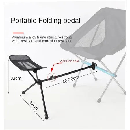 Folding Chair, Footstool, Portable Recliner, Lazy Foot Drag, Telescopic Extension, Leg Stool, Moon Chair Upgrade Kit, Picnic, Fishing, Beach, Camping Occasions (Black)