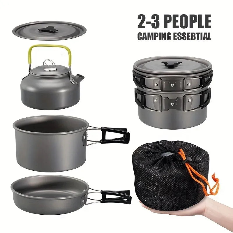 Camping Cooking Set Cookware Tableware Set Picnic Pot Frypan Kettle Alumina Durable Cookware Outdoor Picnic Set