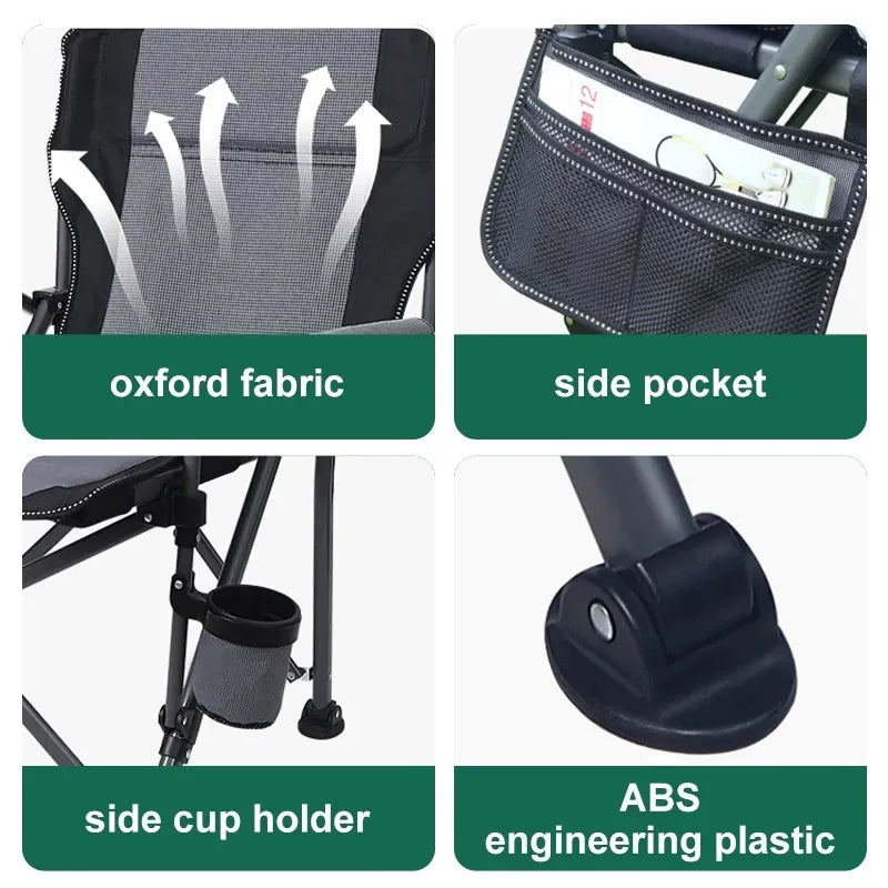 Foldable Chair Camping Portable Lightweight with Arm Rest Cup Holder Picnic Fishing Outdoor Travel