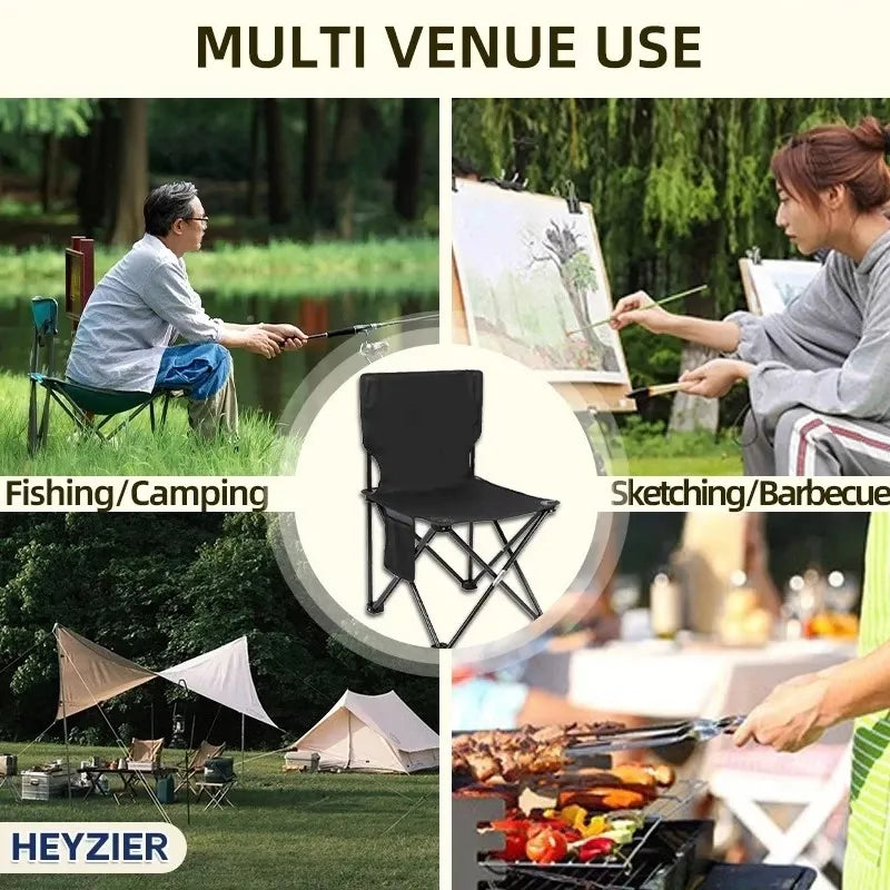 Foldable Chair Camping Portable Lightweight with Arm Rest Cup Holder Picnic Fishing Outdoor Travel