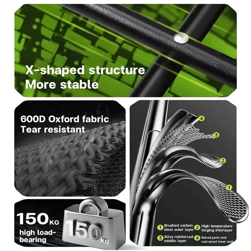 Foldable Chair Camping Portable Lightweight with Arm Rest Cup Holder Picnic Fishing Outdoor Travel