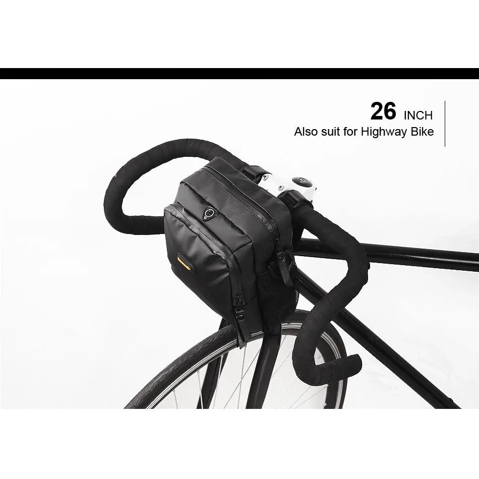 T92 Bicycle fully waterproof 3L capacity front hanging storage bag with 3CM nylon shoulder strap