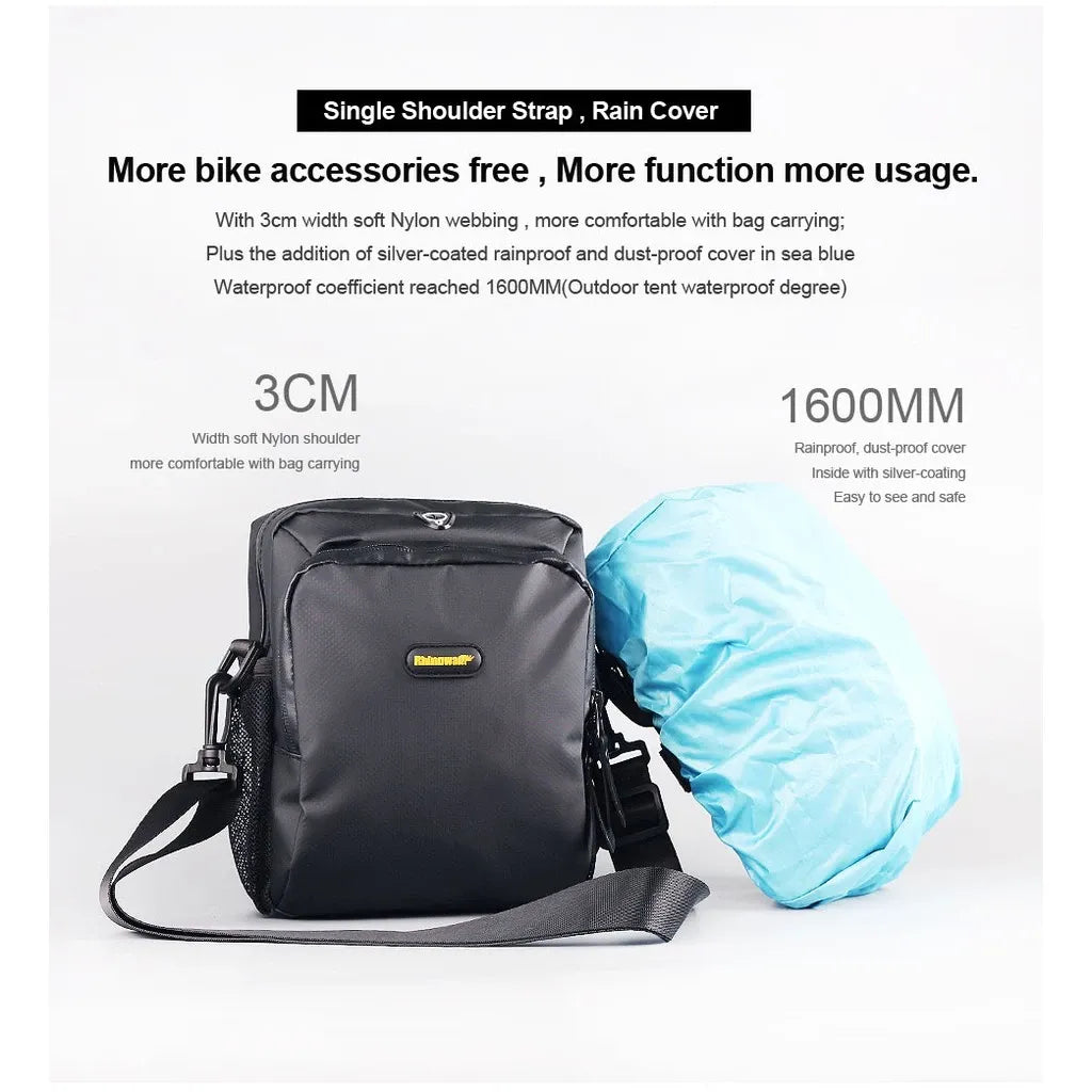 T92 Bicycle fully waterproof 3L capacity front hanging storage bag with 3CM nylon shoulder strap