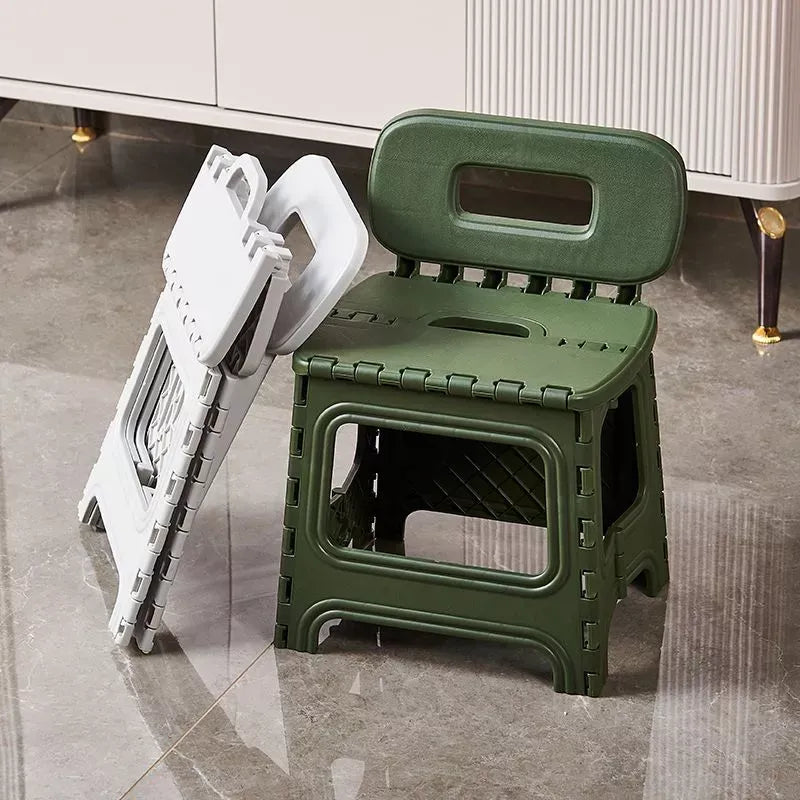 Portable Stool With backrest Folding Chair Camping Seat Outdoor Folding Stool Thickened Plastic Foldable Chair