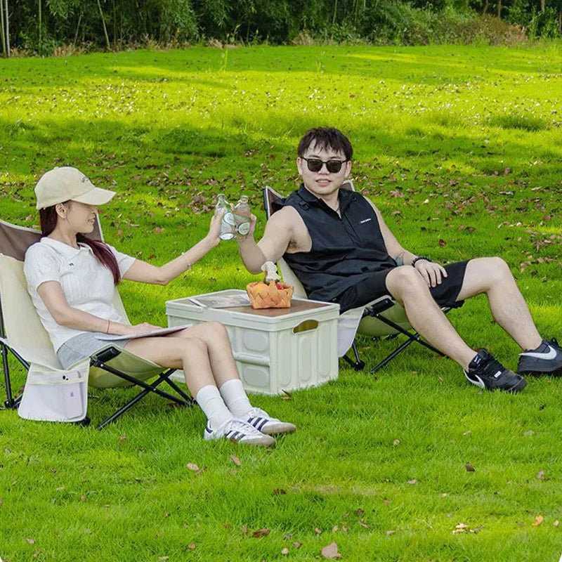 Camping Chair Recliner Outdoor Folding Bed Portable Beach Lounge Chair Foldable 2-in-1 Design