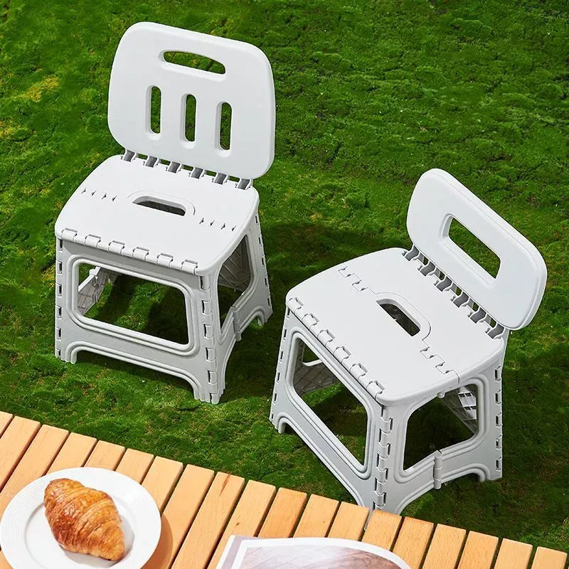 Portable Stool With backrest Folding Chair Camping Seat Outdoor Folding Stool Thickened Plastic Foldable Chair