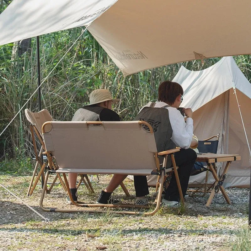 Folding Chair Outdoor Double Chair Portable Leisure Chair Aluminum Alloy With Backrest Camping Park Rest Chair