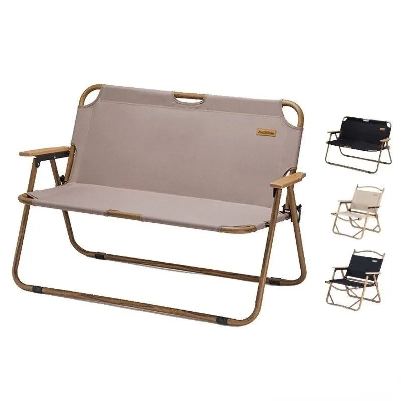 Folding Chair Outdoor Double Chair Portable Leisure Chair Aluminum Alloy With Backrest Camping Park Rest Chair